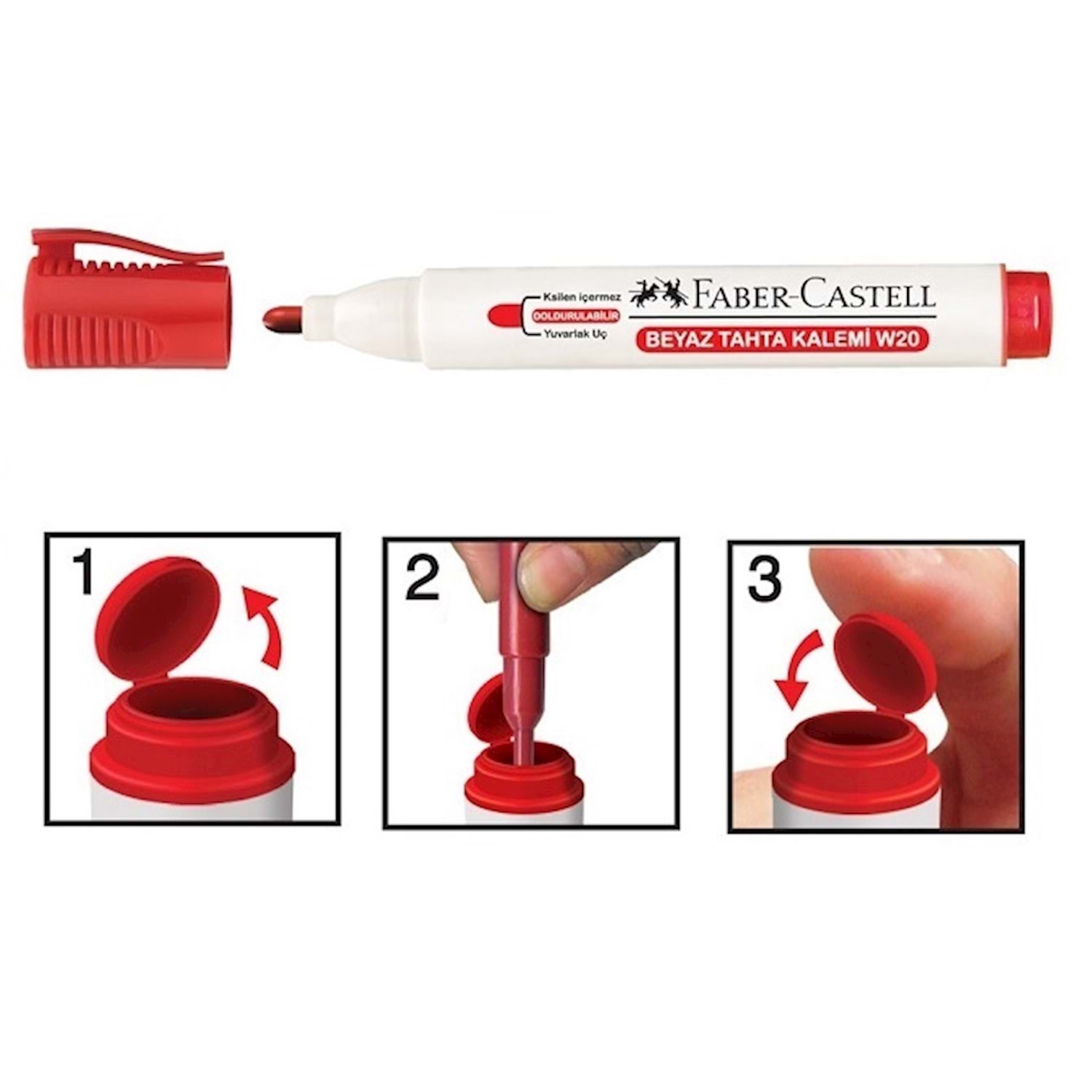 Faber Castell Beyaz Tahta Kalemi W20 Kırmızı